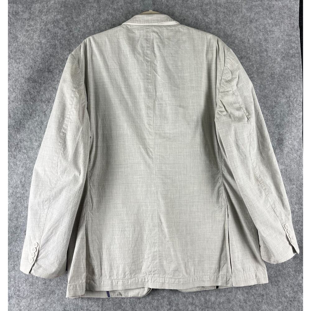Kroon Seersucker Blazer Mens 48R Gray Glen Check Cotton Linen Unstructured - Picture 12 of 16